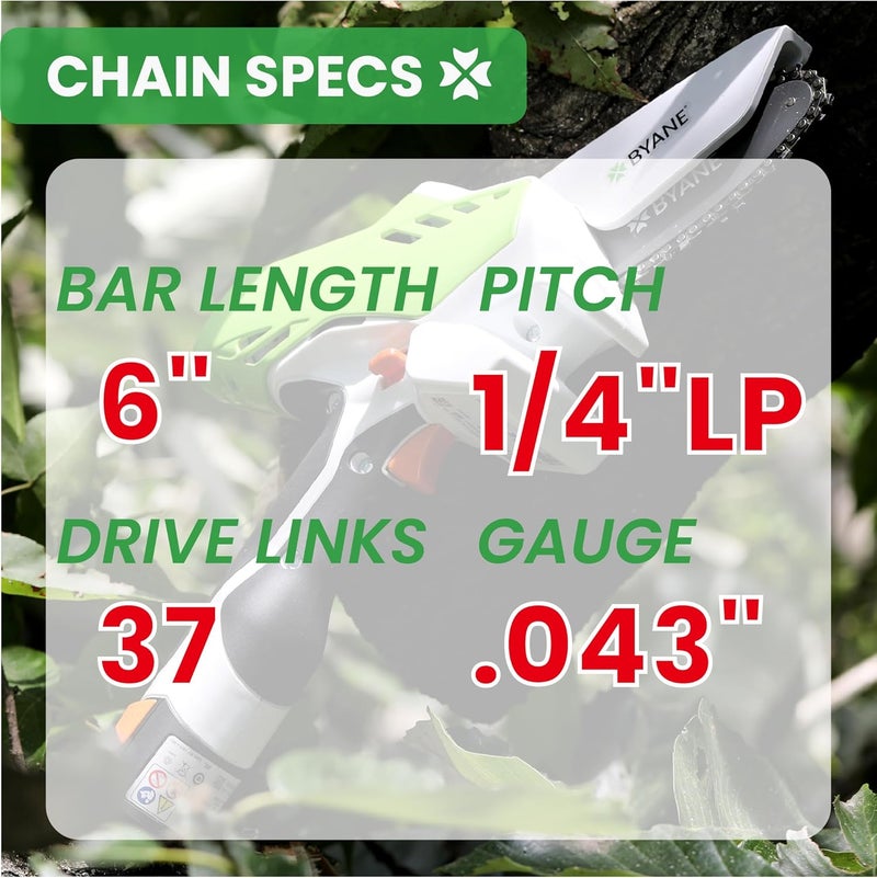 Byane 6 Inch Mini Cutter Chainsaw Chain, 2024 New Version, 6 Inch 1/4" LP Pitch, .043'' Gauge, 37 Drive Links, Fits All 6 inch Cordless Electric Portable Battery Handheld Chainsaws (4 Chains) - Image 4